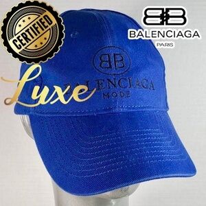 Balenciaga Mode Blue Cotton Baseball Cap - Certified Authentic​